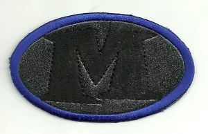 Blue Black Pearl Oval Letter M Iron On Sew On Patch - Picture 1 of 1