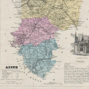 L' Aisne - - Département France Géographie - Carte ancienne 1877 - Picture 1 of 2
