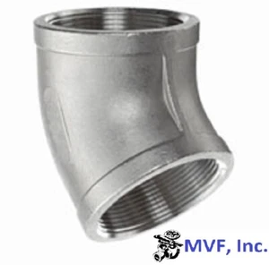 1-1/2" 150 Threaded (NPT) 45° Elbow 304 Stainless Steel Pipe Fitting SS020841304 - Picture 1 of 4
