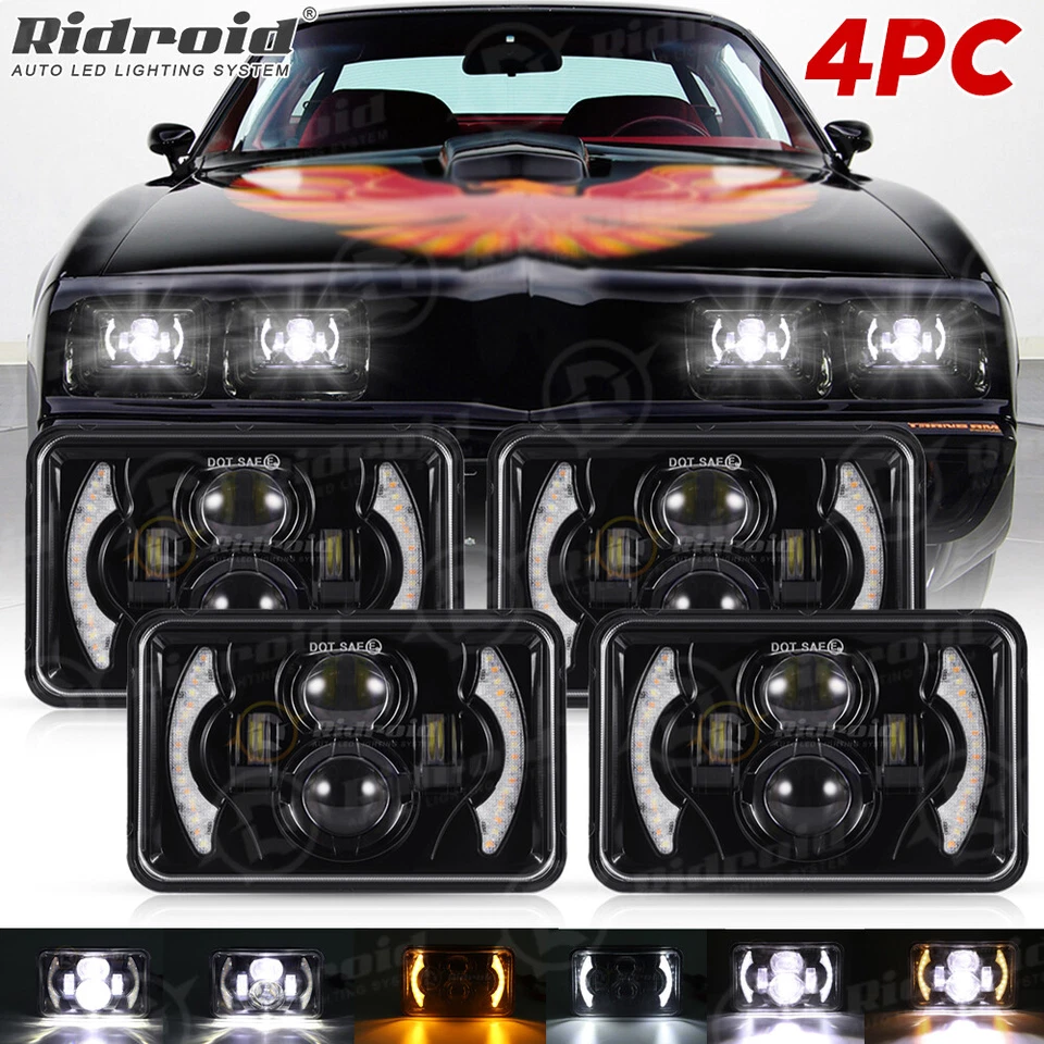 Faros LED de haz alto/bajo DRL 4x6" para Pontiac Firebird Trans AM 1977-1981 4x6" Foto 1 de 4