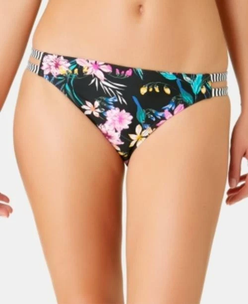 $20 California Waves Juniors' Wildflower Hipster Bikini Bottoms Size M black - Image 1 of 1