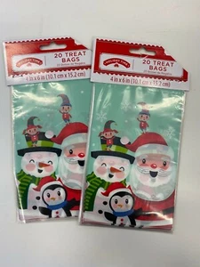 40 (2 packs / 20) xmas treat bags 4" x 6" party favors Santa and friends - Picture 1 of 1