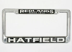 Vintage REDLANDS HATFIELD Metal License Plate Frame - L@@K!!! - Picture 1 of 4