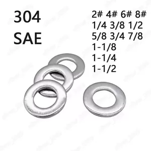 Isolamento rondelle piatte SAE acciaio inox 304 2# 4# 6# 8# 10# 1/4 5/16 3/8 1 - Foto 1 di 7