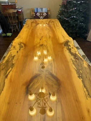 Mesa de comedor hecha a mano de sicómoro dividido de nueve pies Foto 1 de 4