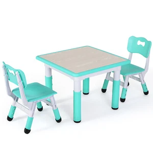 Children's table with chairs children table chair set children's table child seat group green - Picture 1 of 8