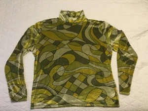 Carlisle Vintage 90s Velvet Green & Gold Top Stretch Mock Neck ~ Gr. XXL - Bild 1 von 8