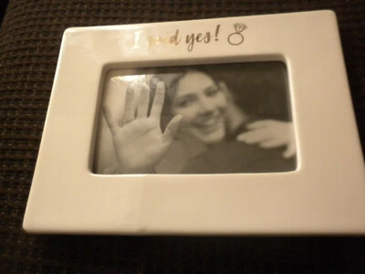 I Said Yes! Heavy White Ceramic Engagement Picture Photo Frame 6" X 4"  - Image 1 of 4