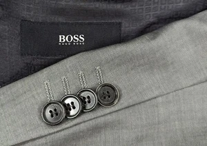 New No Tag HUGO BOSS Sport Coat Mens 40L PASINI2 Charcoal Crosshatch Wool Blazer - Picture 1 of 8