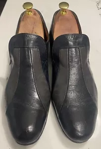 RARE Grenson Footmaster 7.5 Grey Leather Striped Slip On Mod-Style Loafers - Picture 1 of 10