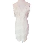 L'ATISTE White Lace and Fringe V-neck Party Dress Size Large Perfect Night Out