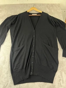 Yves Saint Laurent YSL Wool Cashmere Cardigan Dress Sweater Black Women's size M - Picture 1 of 11
