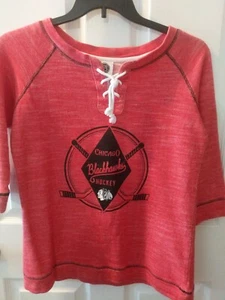 Women's NHL Chicago Blackhawks NWOT Red 3/4 Sleeve Length Shirt Sz. M - Picture 1 of 5