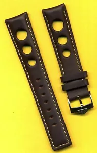22mm DARK BROWN SPANISH LEATHER RALLY RACING BAND STRAP & PRE TAG HEUER BUCKLE - Picture 1 of 5