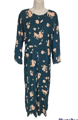 Mono floral para mujer TOPSHOP talla 10 cuello redondo manga larga verde floral Foto 1 de 4