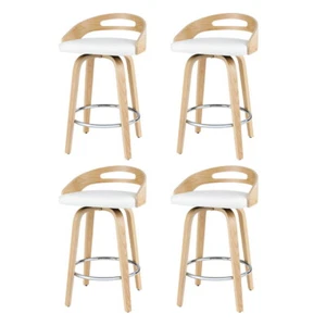 Artiss 4x Bar Stools Swivel Dining Chairs Low Back Counter Seat PU Cushion - Picture 1 of 6