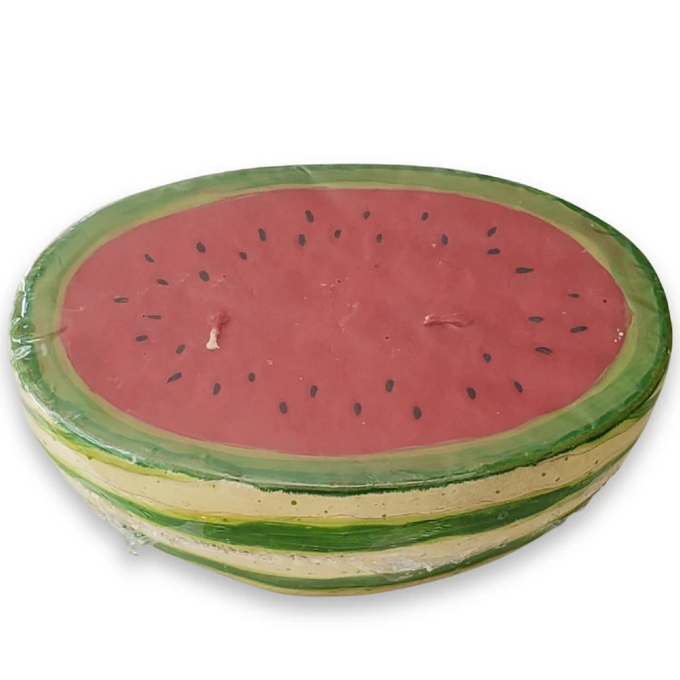 Half Watermelon 2 Wick Citronella Wax Candle NEW 3⅜" H x 7¼" L x 5" W - Image 1 of 4