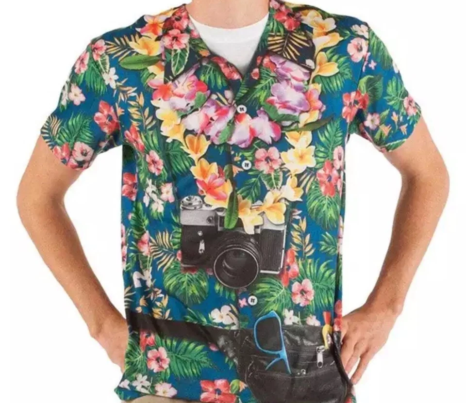 Faux Real Tourist Hawaiian T-Shirt Luau Beach Hawaii Holiday Costume Top Large - Image 1 of 1