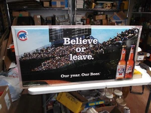 Vintage 2005 Chicago Cubs Old Style Beer Tacker Sign 36"x18" BELIEVE OR LEAVE - Picture 1 of 8