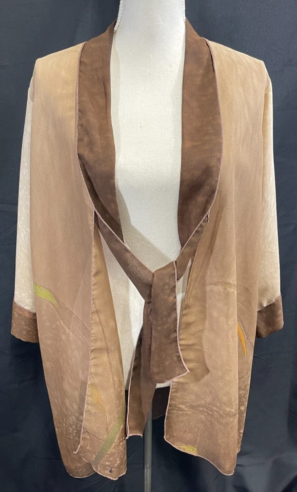 Traje de poliéster Dinah Lee Georgette pintado a mano 2 piezas talla única chaqueta 1X pantalones Foto 1 de 4