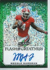2019 Leaf Football Flash of Greatness MECOLE HARDMAN Green On Card Autograph /20