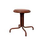 Early 20th Century Machine Age Steel Bodied Swivel Stool With Leather Seat