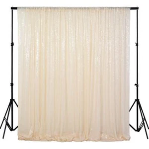4FTX6FT-Ivory-SEQUIN Photo Backdrop Beige Wedding Photo Booth Photography Bac... - Picture 1 of 7
