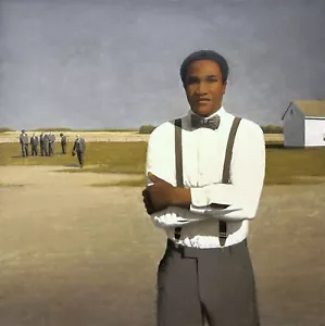 TED WALSH 21st c. American NJ PAFA Painting AFRICAN AMERICAN FIGURE IN LANDSCAPE - Picture 1 of 10