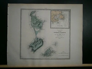 Grande carte 44 cm X 36 cm couleur 1878: France colonie Saint Pierre et Miquelon - Imagen 1 de 3