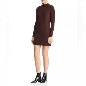 Rebecca Minkoff Red Black Phoebe Metallic-Striped Long Sleeve Mini Dress size XS - Picture 1 of 10