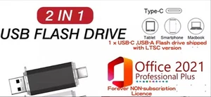 USB Type c and type A drive (Free gift of OFFICE for MAC 2021 no subscription) - Afbeelding 1 van 6