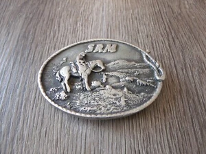 COLLECTIBLE 1982 THE TRAIL BOSS BY CHARLES RUSSELL BELT BUCKLE - Picture 1 of 2