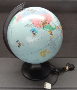 Mickey Mouse World Tour 10" Replogle Globe Lámpara Iluminada De Colección Escaneo Años 90 1995 - Imagen 1 de 19