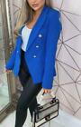 Women’s Gold Button Blazer Ladies Double Breasted Military Formal Office Jackets