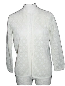 MINT Helen Sue S/M? Ivory Long Sleeve Open Front Sheer Cardigan Sweater MINT - Picture 1 of 8