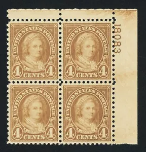 Scott #636, 4c Yellow Brown, Top Right Plate Block of 4, XF-OG-NH, 2007 PF cert. - Picture 1 of 1