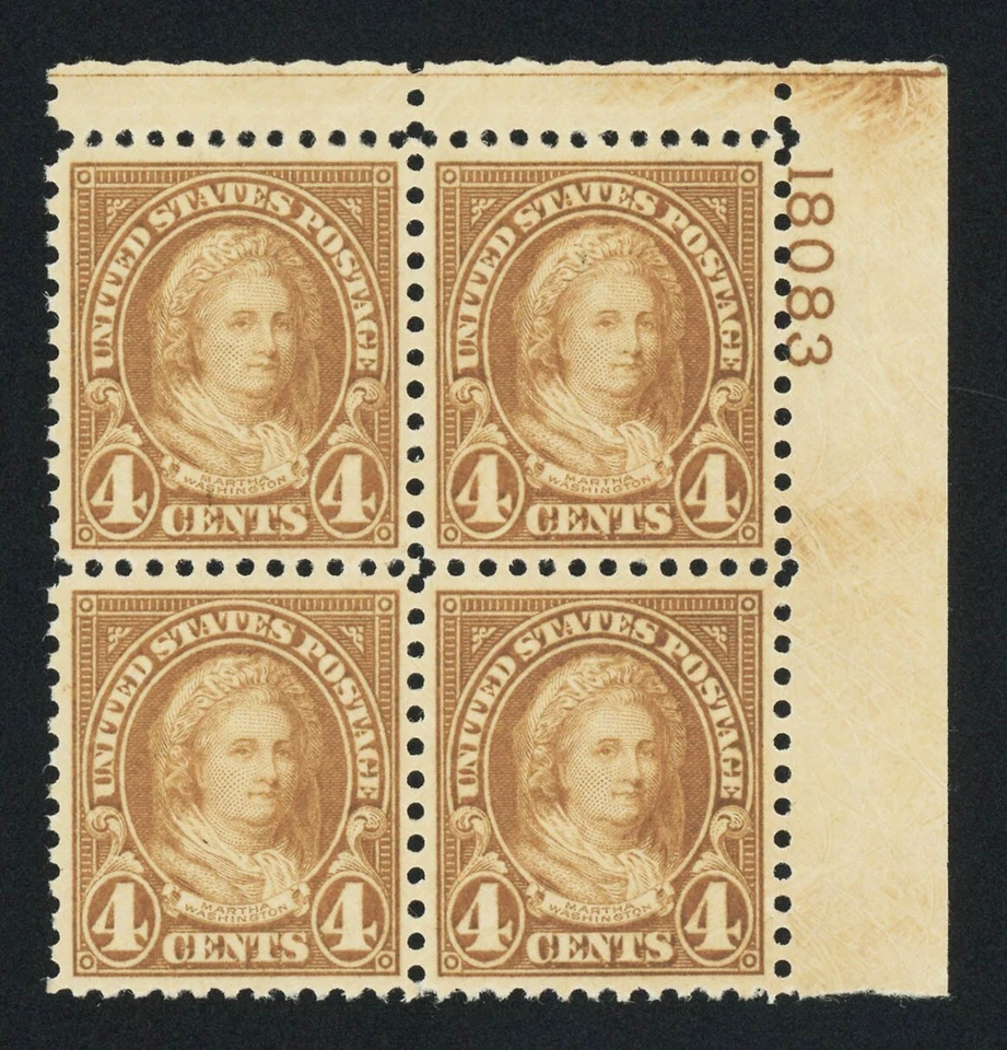 Scott #636, 4c Yellow Brown, Top Right Plate Block of 4, XF-OG-NH, 2007 PF cert. - Image 1 of 1