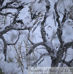 BonEful Fabric FQ Cotton Quilt White Snow Winter Tree Camo Brown Green Hunt Men - Picture 1 of 12