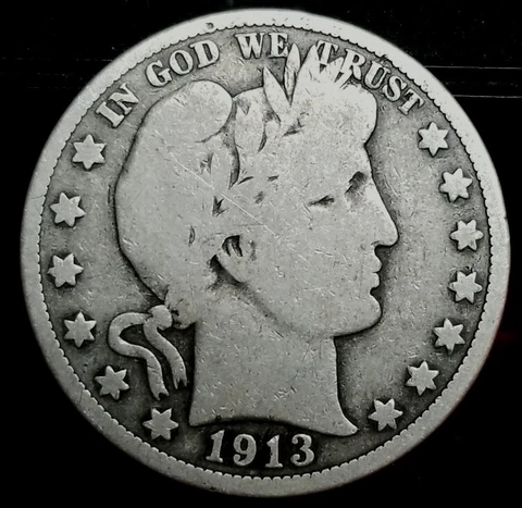 1913-P 50c. Barber Half Dollar Very Good Cover