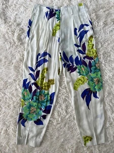 Etro Estampado Floral Seda Viscosa Mezcla Bolsillos Alto Blanco Talla 46/L/10 - Imagen 1 de 11