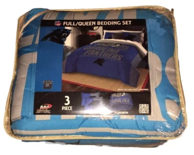 NORTHWEST NFL CAROLINA PANTHERS JUEGO DE EDREDÓN COMPLETO/QUEEN CON LICENCIA NUEVO EN PAQUETE Foto 1 de 4