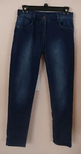 Hanna Andersson Girls 150 (12) Blue Jeans Adjustable Waist Dark 5 Pocket - Picture 1 of 7