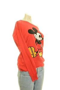 Mickey Mouse Red Sweater Acrylic Cotton Size Small Light Weight Long Sleeves - Picture 1 of 7
