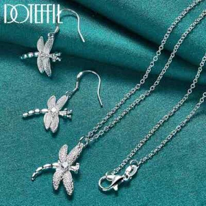 Orecchini Collana Dragonfly Argento Sterling 925 AAA Zircone Zircone Gioielli - Foto 1 di 6