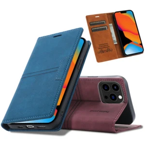 Leather Card Case For iPhone 7 8 6 6S X XR XS 11 12 13 14 15 Plus Pro Max Cover - Picture 1 of 14