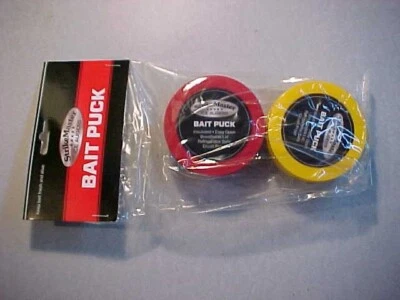 2 NEW STRIKE MASTER  BAIT SAFE PUCKS WAX WORM mousie spike BOX 3" ICE FISHING - Image 1 of 4