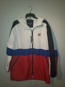 Giacca a vento Tommy Hilfiger Sport uomo bianco rosso blu con cappuccio taglia XL  - Foto 1 di 6
