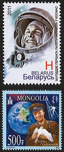 2 valeurs BIELORUSSIE-MONGOLIE "GAGARINE - 50 ans 1er Homme dans l'Espace" 2011 - Picture 1 of 1