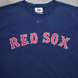 Nike Team Boston Red Sox Mens XL T-Shirt Center Swoosh Y2K Navy Blue Vtg 2004 - Picture 1 of 4