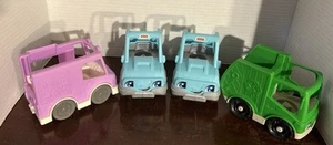 Lotto 4 veicoli Fisher Price Little People camion gelato camion spazzatura ATV Jeep - Foto 1 di 18